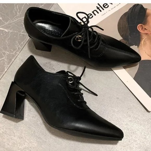 new women's thick heel lace up shoes - Picture 8 of 8